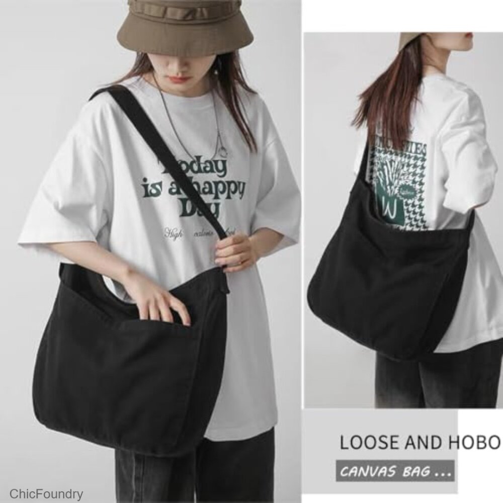 Large Canvas Tote Bag with Zipper, Adjustable Strap for Work Travel Everyday - Picture 2 of 7